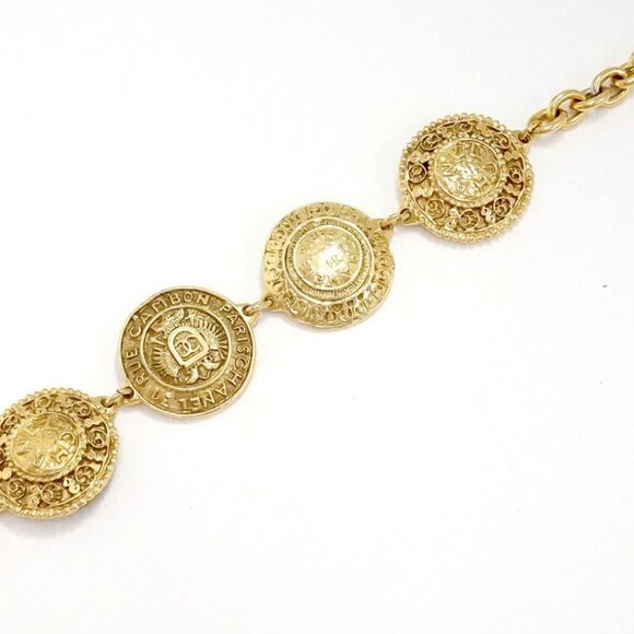 CHANEL 31 Rue Cambon Coin Bracelet 8.6" Gold Tone Auth w/Box r10639 - Picture 2 of 6